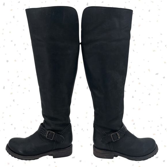 Freebird By Steven Denmark Boots Tall Black Leather Sheep Fur Lined Cozy Size 7 - Picture 2 of 16